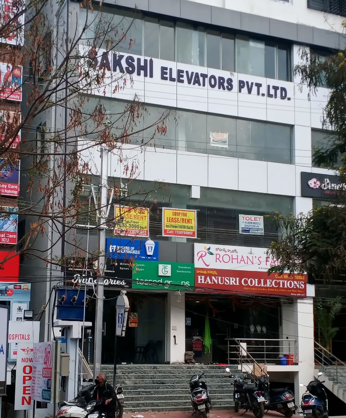 Sakshi Elevators Pvt. Ltd. office building with company signage